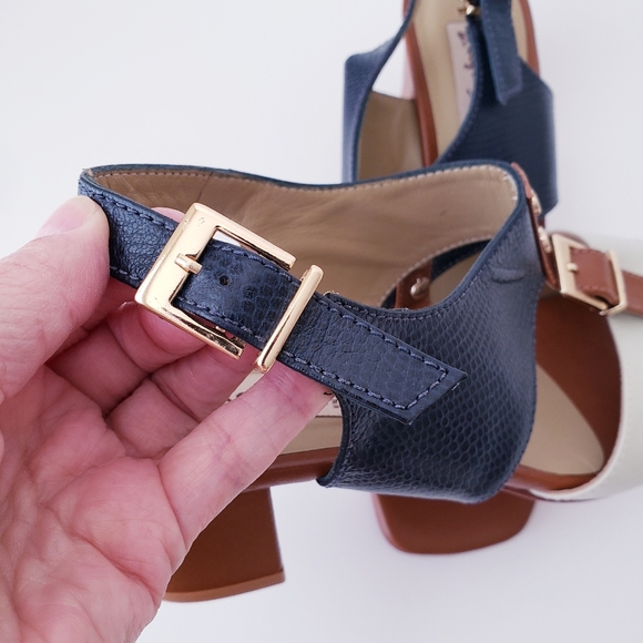 Vintage Tanguiis Leather Colorblock Heeled Sandals - Picture 9 of 14